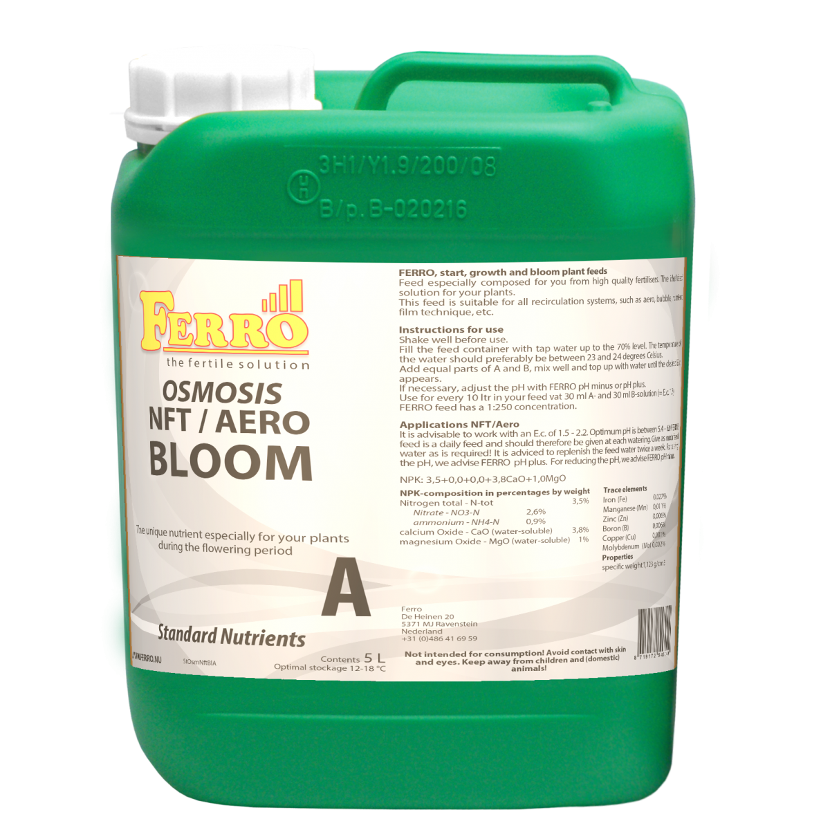 Osmosis Bloom A & B Nutrient Set Ferro NFT / Aeroponics