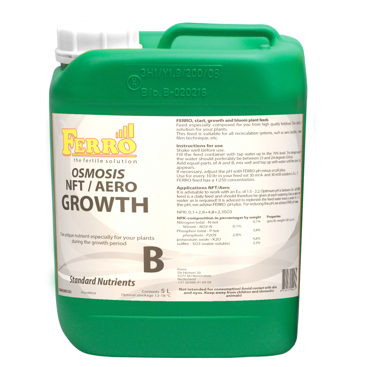 Osmosis Growth A & B Nutrient Set Ferro NFT / Aeroponics